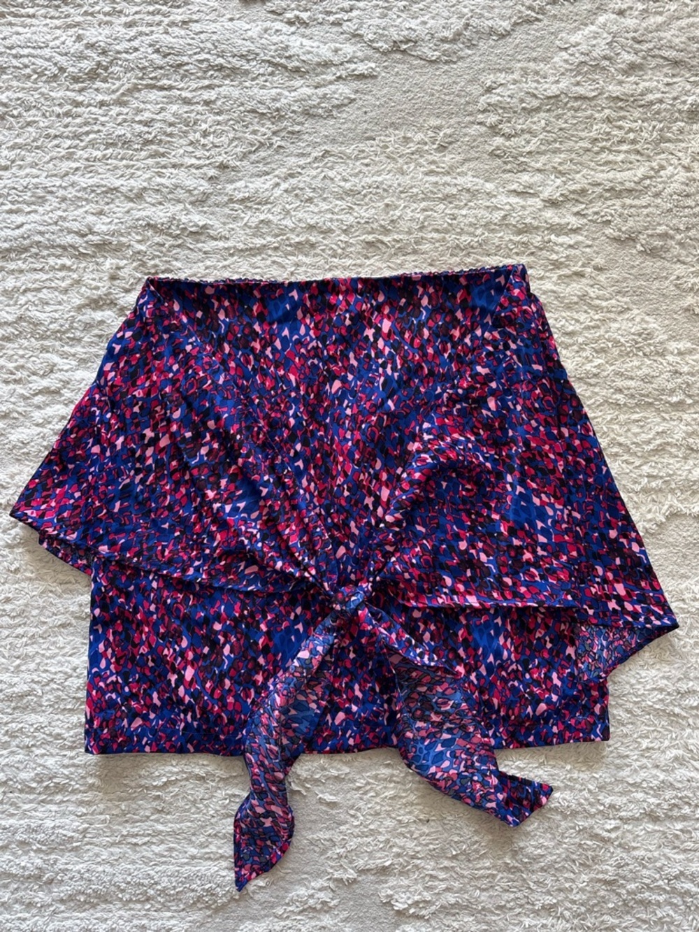 Pink Lily Multicolor Abstract Tie Front Skort Pink Blue Size S